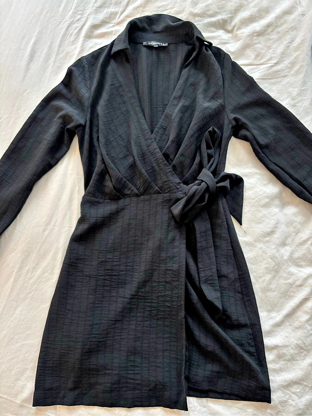 Dynamite Black Wrap Midi Dress